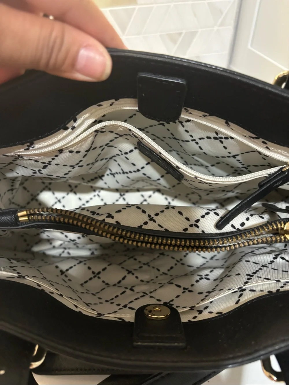 kate spade Black Leather Tote with Adjustable Strap